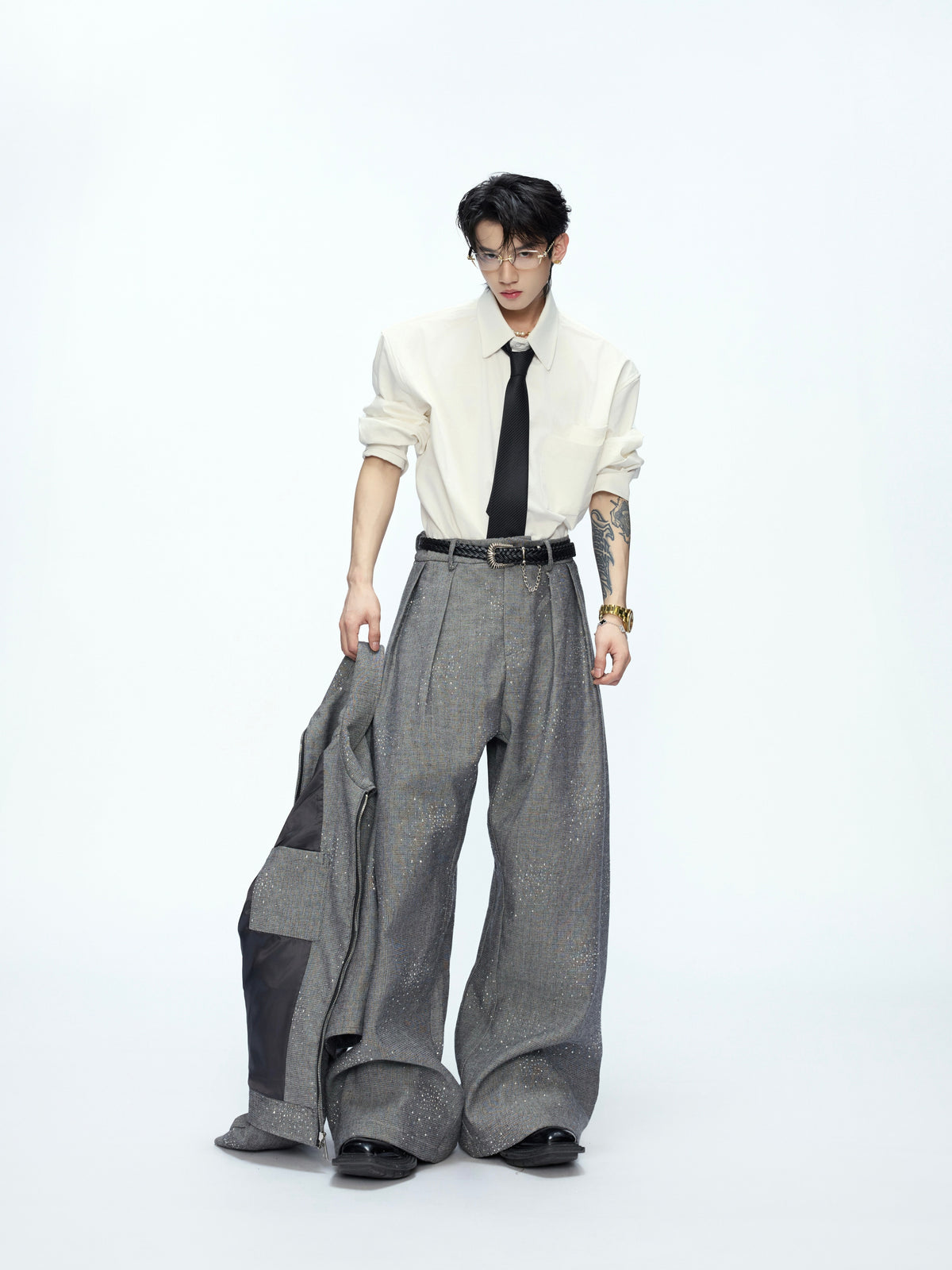Contrast Lapel Cotton Jacket and Pants Set - product image 3