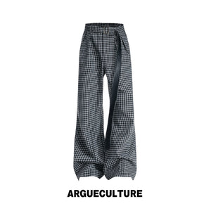 Microcheck Flared Trousers with Sash Belt - product image 5