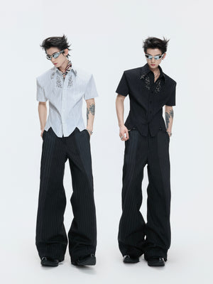 Asymmetric Shoulder-Pad Stripe Shirt - product image 5