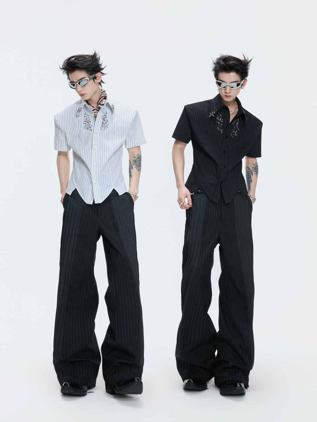 Asymmetric Shoulder-Pad Stripe Shirt - product image 5