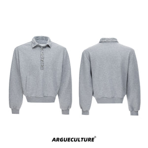 Sequined Lapel Polo Sweatshirt - product image 5