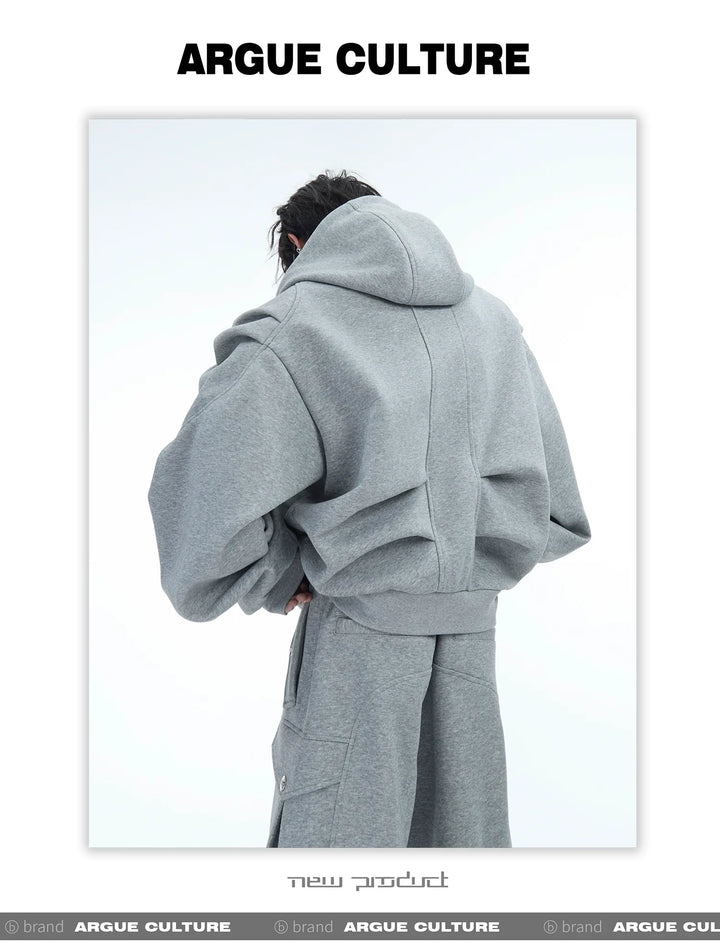 Men¡¯s Oversized Pleated Hoodie Jacket | Stylish Warm Zip-Up Outerwear - ArgueCulture