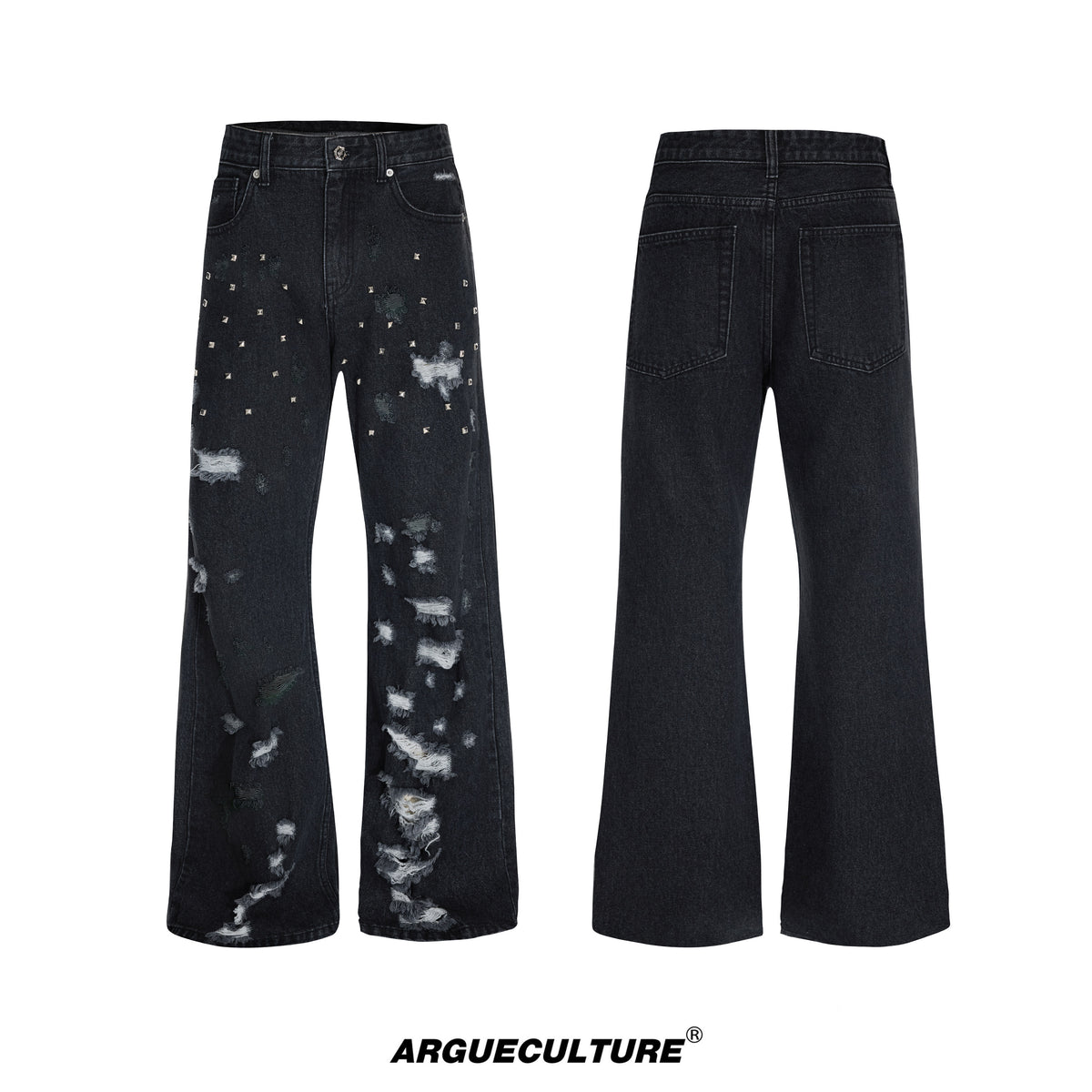 Distressed Rivet Wide-Leg Jeans - product image 5