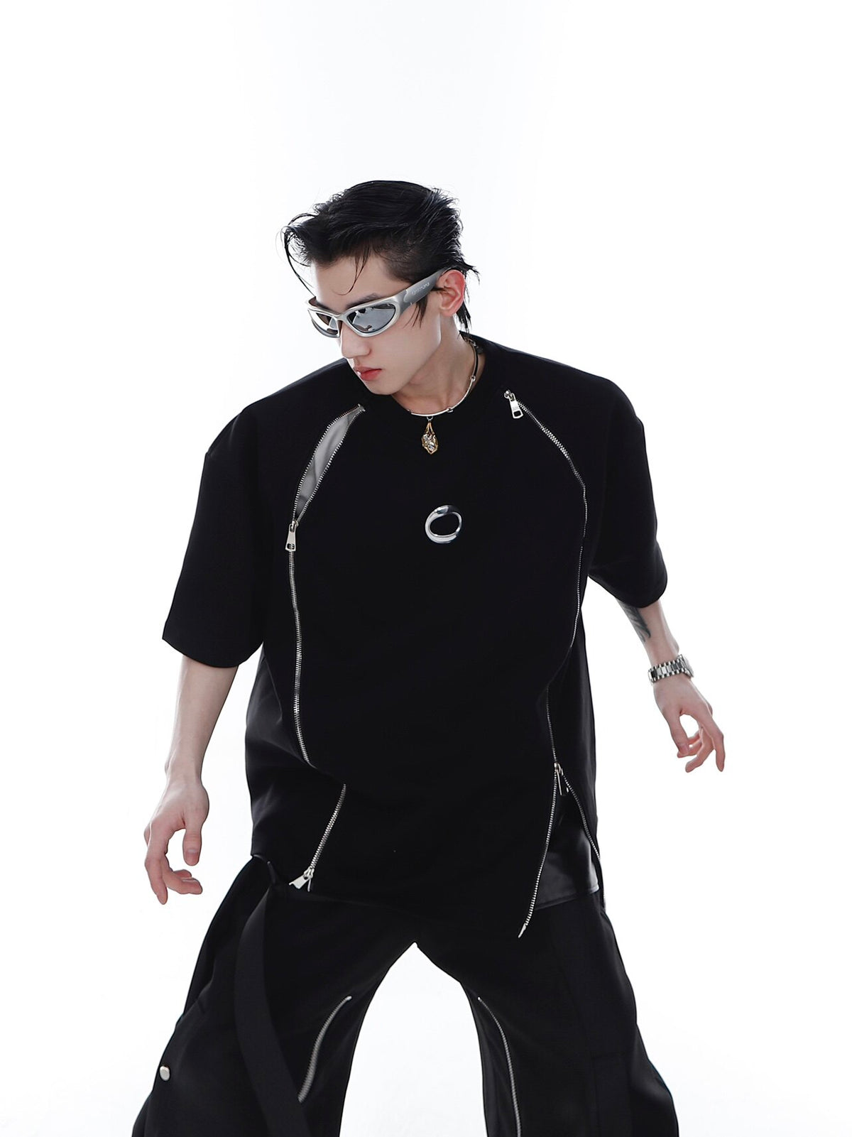 Dual-Zip Metal-Print T-Shirt - product image 2