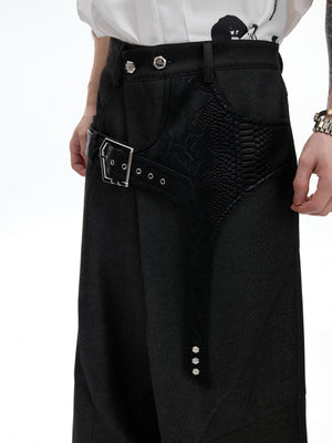 Cotton Crocodile-Panel Straight-Leg Pants - product image 4