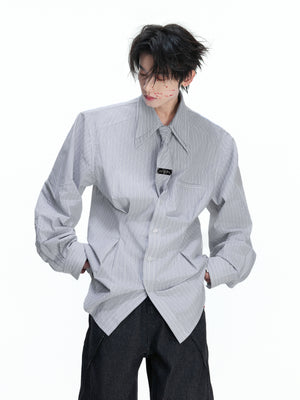 Striped Waist-Cinched Shoulder Shirt - product image 5