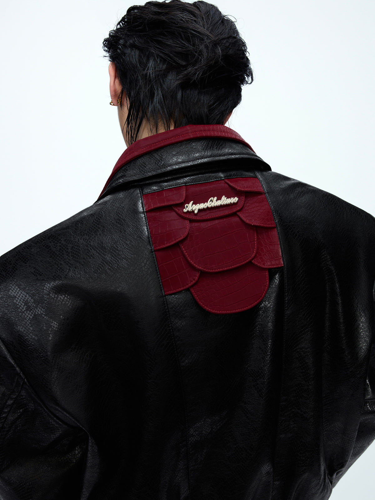 Contrast Snakeskin-Texture PU Jacket - product image 3