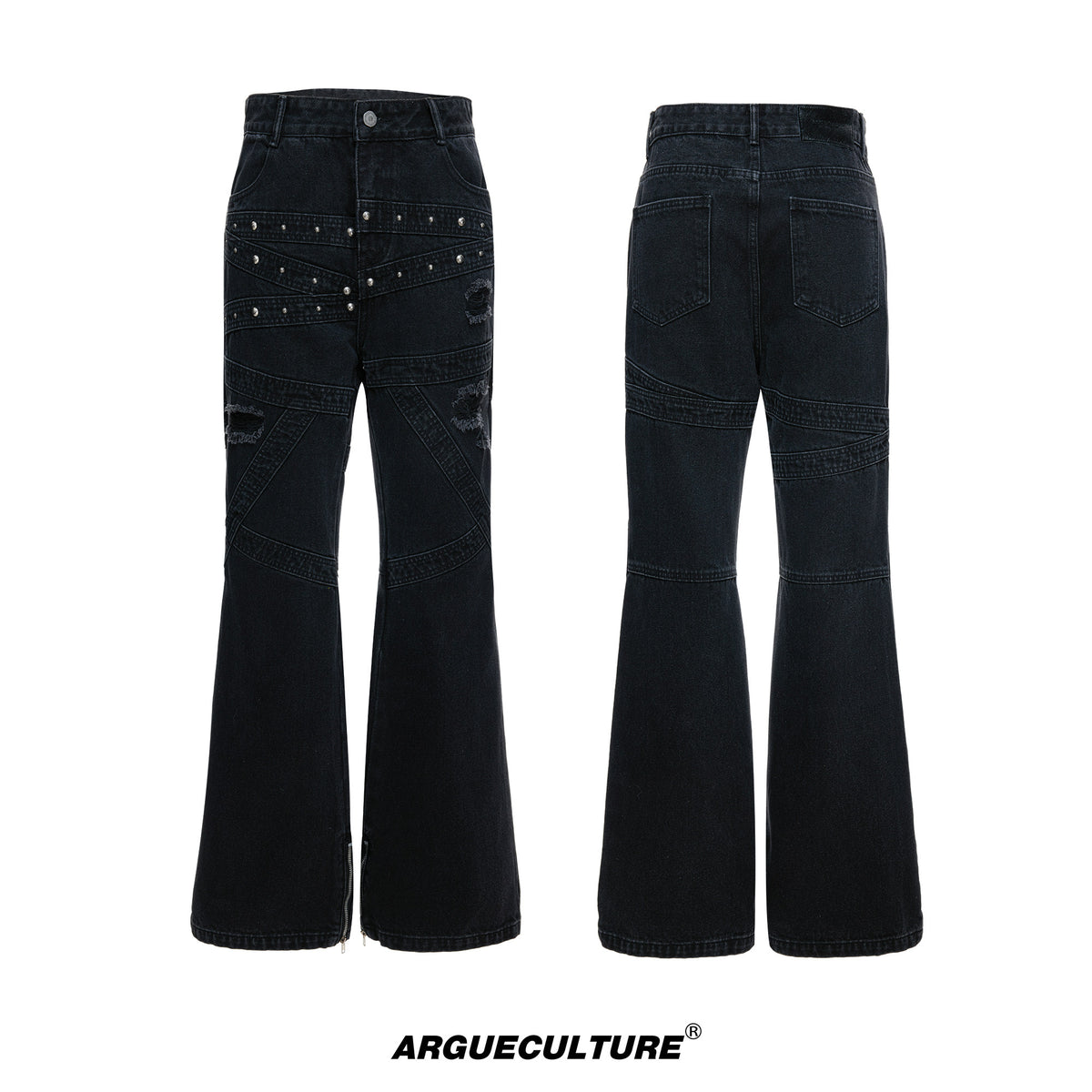 Washed Black Rivet Flare Jeans - product image 5
