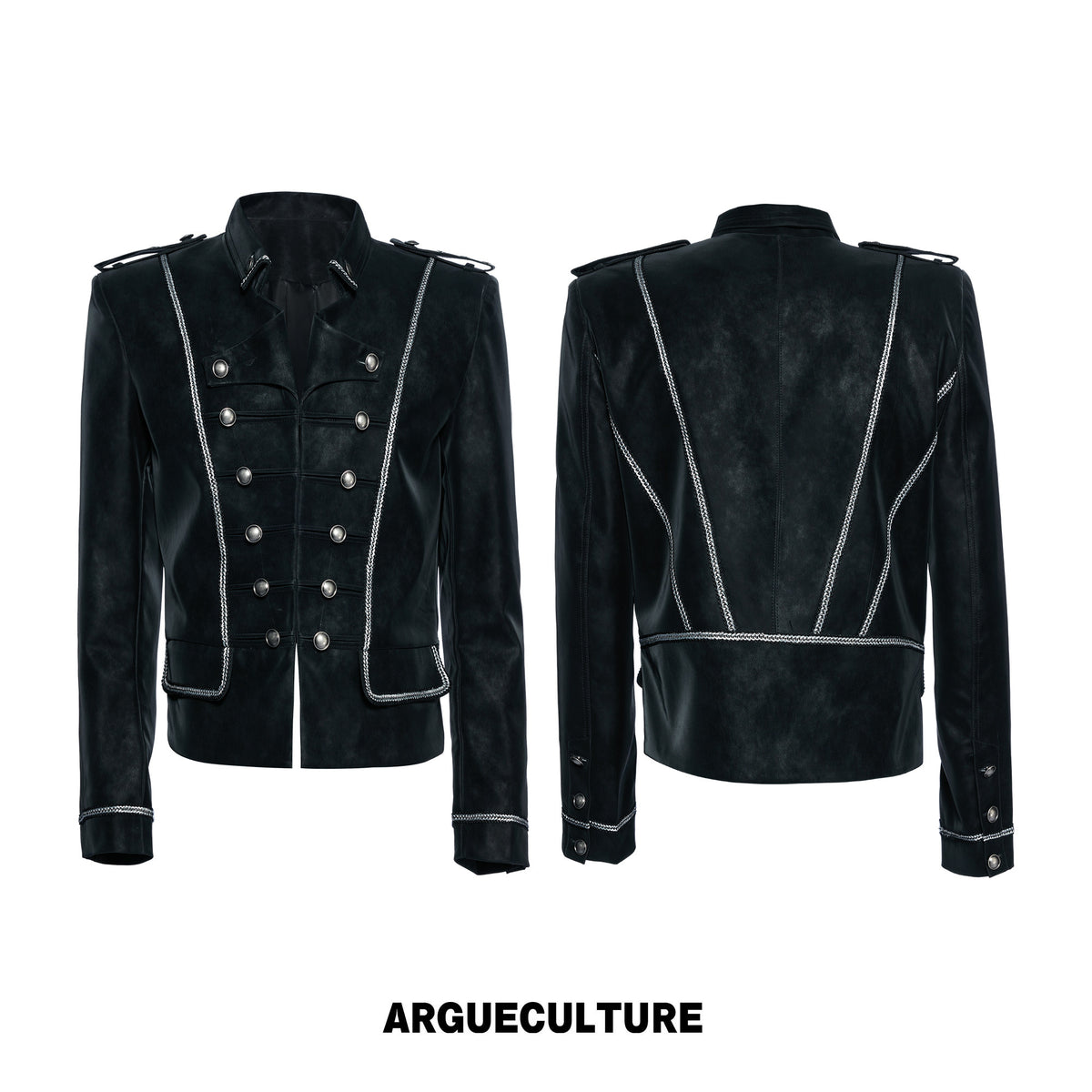 Washed PU Cropped Napoleon Jacket - variant image 6