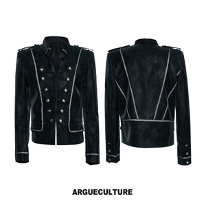 Washed PU Cropped Napoleon Jacket - variant image 6