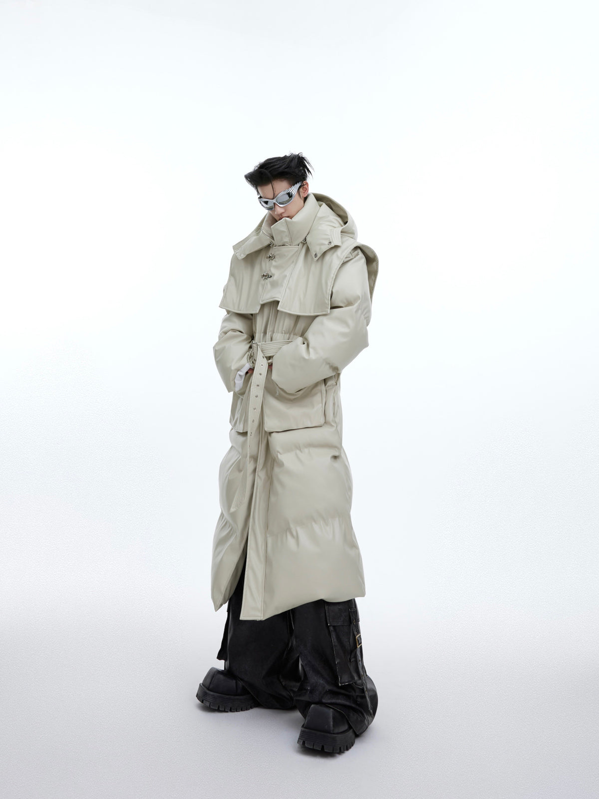Deconstructed Long Hooded Padded Coat - product image 2