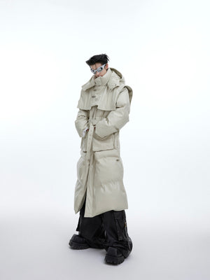 Deconstructed Long Hooded Padded Coat - product image 2