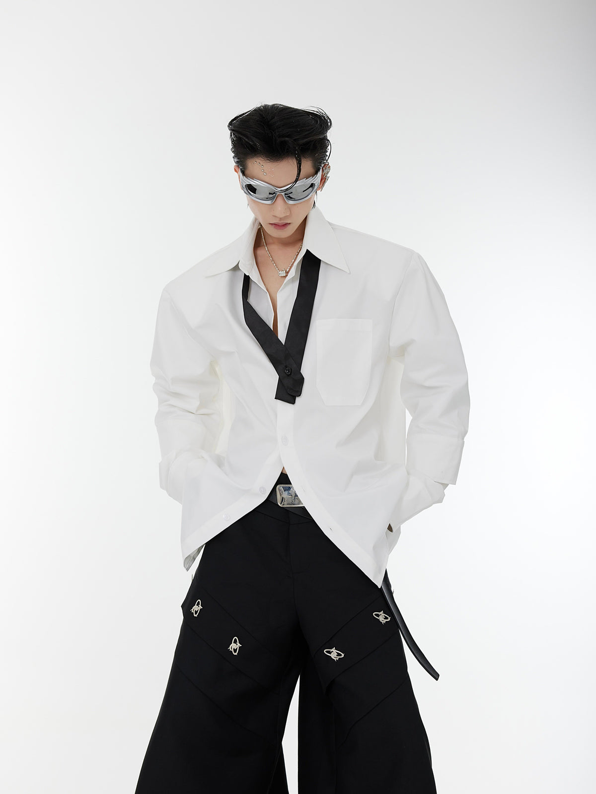 Relaxed Double-Cuff Tie Shirt - product image 2