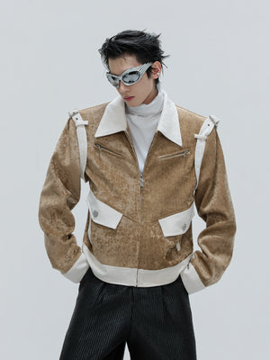 Color-Block Velvet Cropped Jacket - product image 1