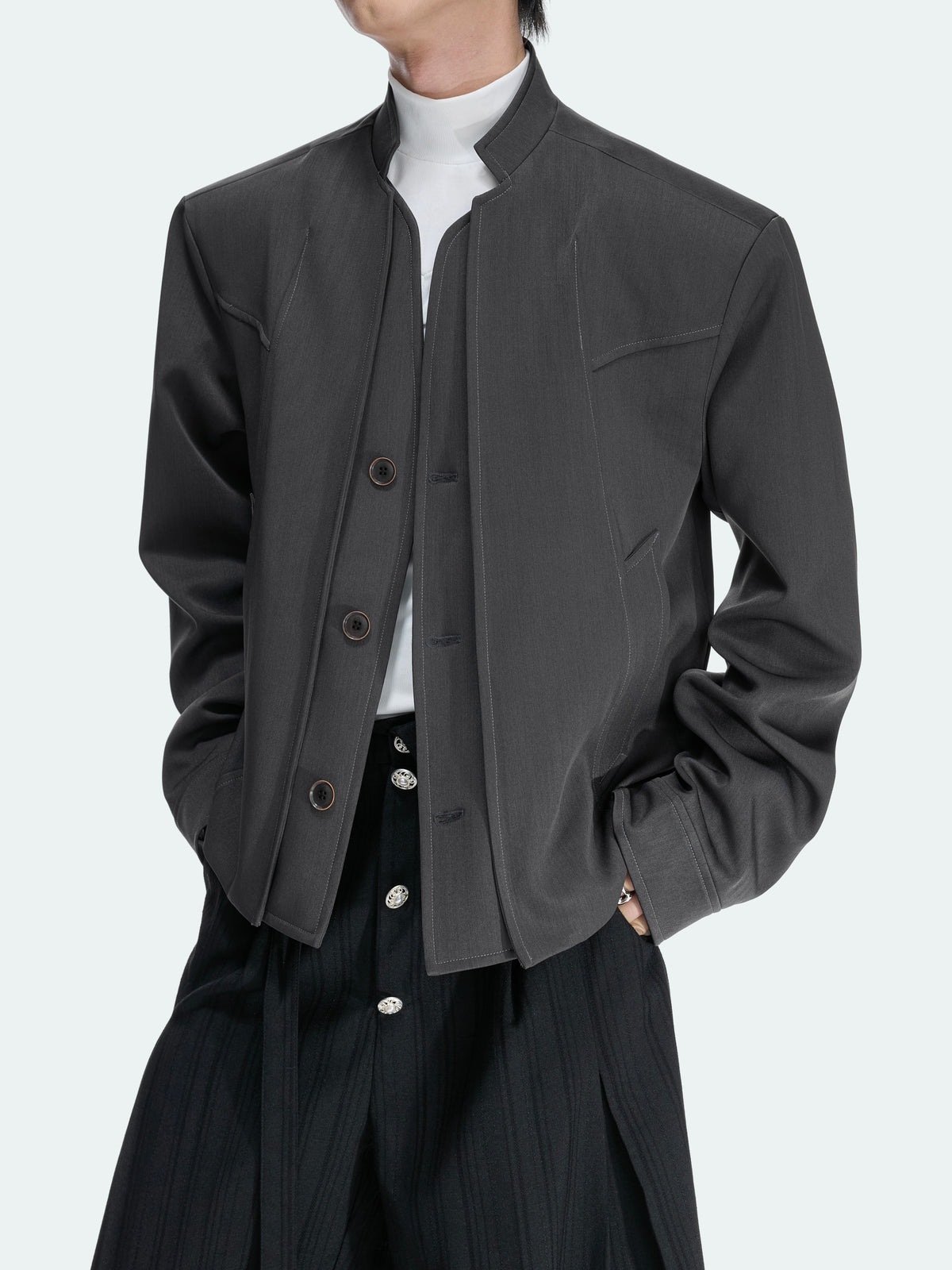Deconstructed Cropped Blazer Jacket - product image 1
