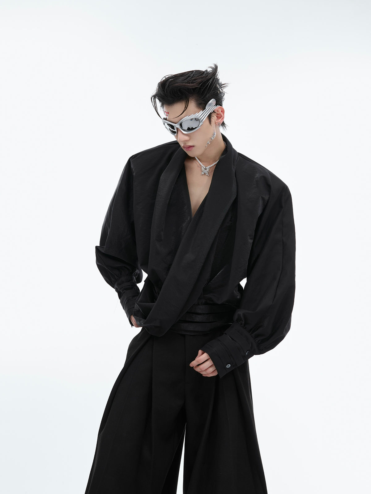 Liquid-Sheen V-Neck Relaxed Shirt - product image 1
