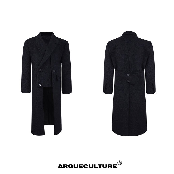 Asymmetrical Patchwork Wool Coat Double-Breasted Jacket - ArgueCulture