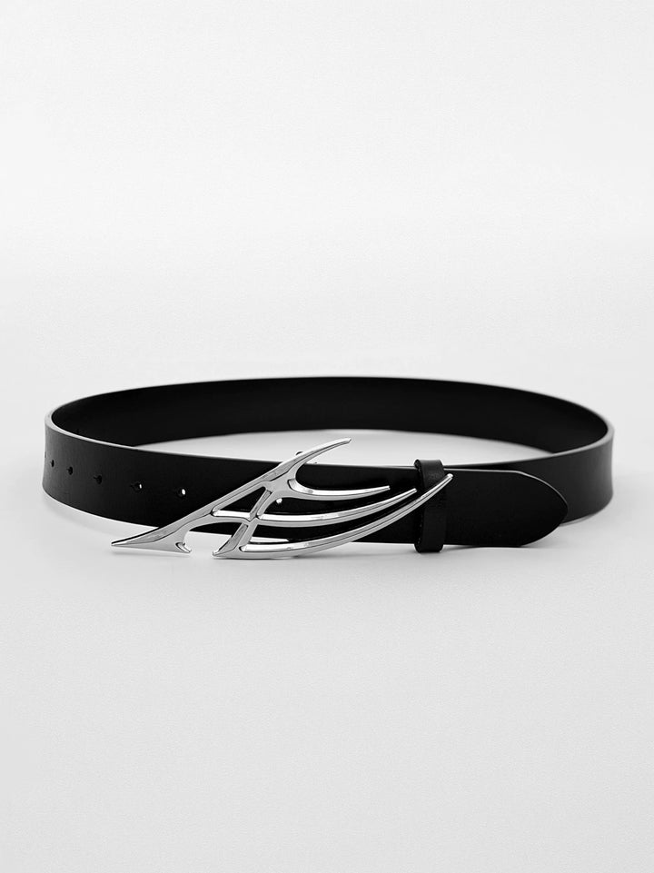 Deconstructed Thorn-Inspired Belt with Metallic Logo - ArgueCulture