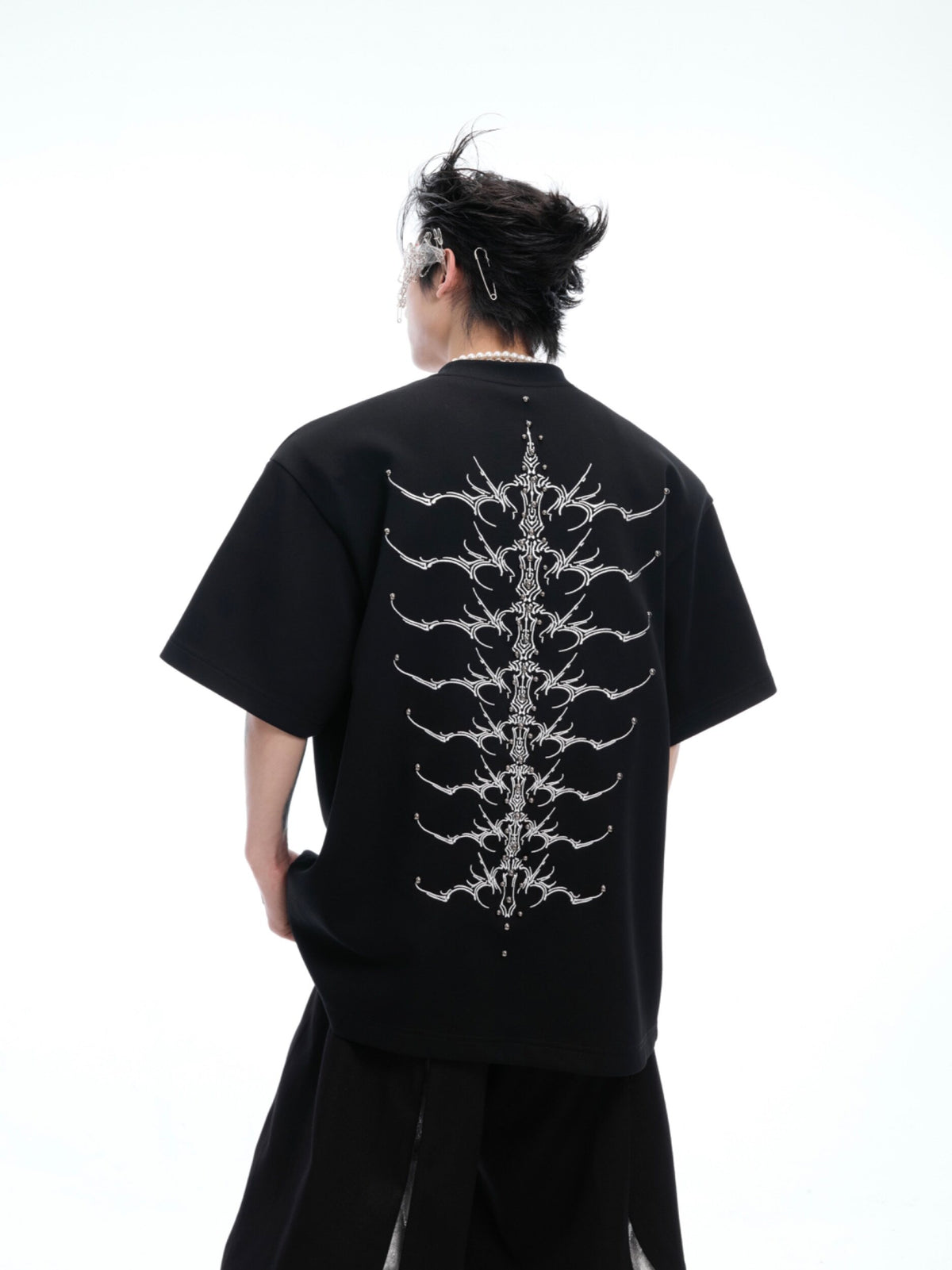 Embroidered Spine Graphic Cotton T-Shirt - product image 1