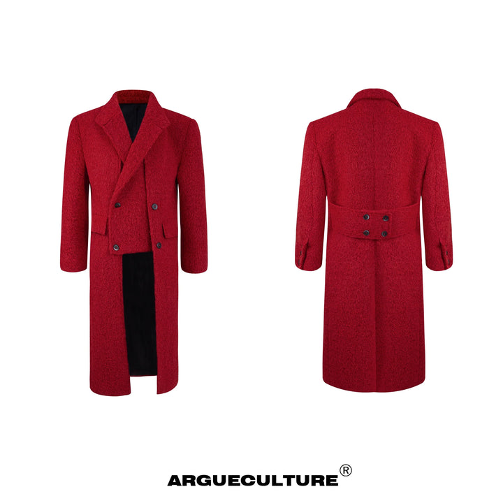 Asymmetrical Patchwork Wool Coat Double-Breasted Jacket - ArgueCulture