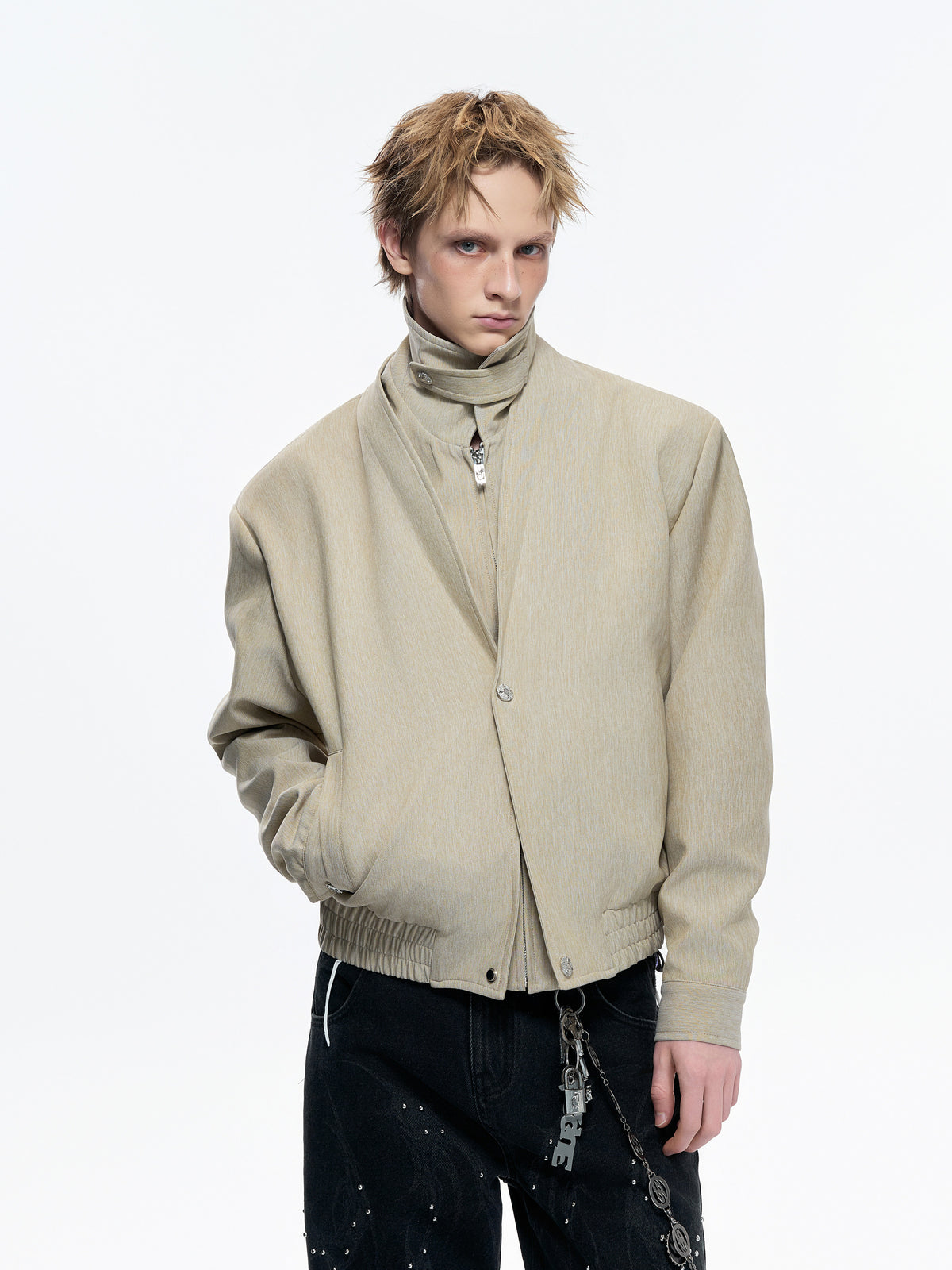 Detachable High-Neck Khaki Jacket - product image 3