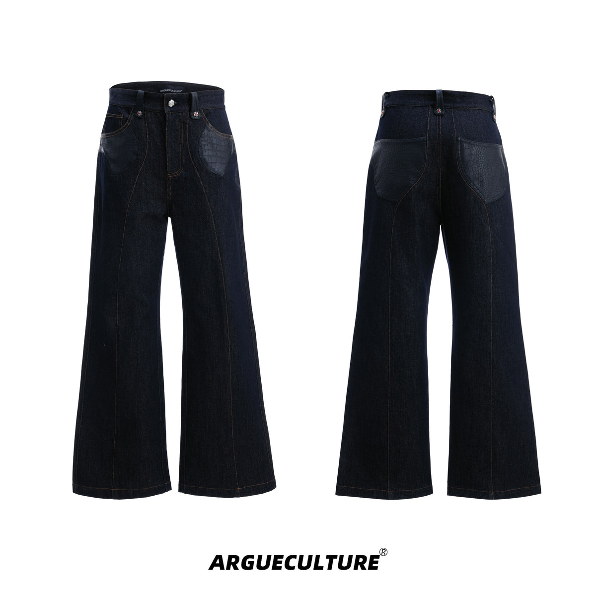 Indigo Denim Leather-Panel Suit - product image 5