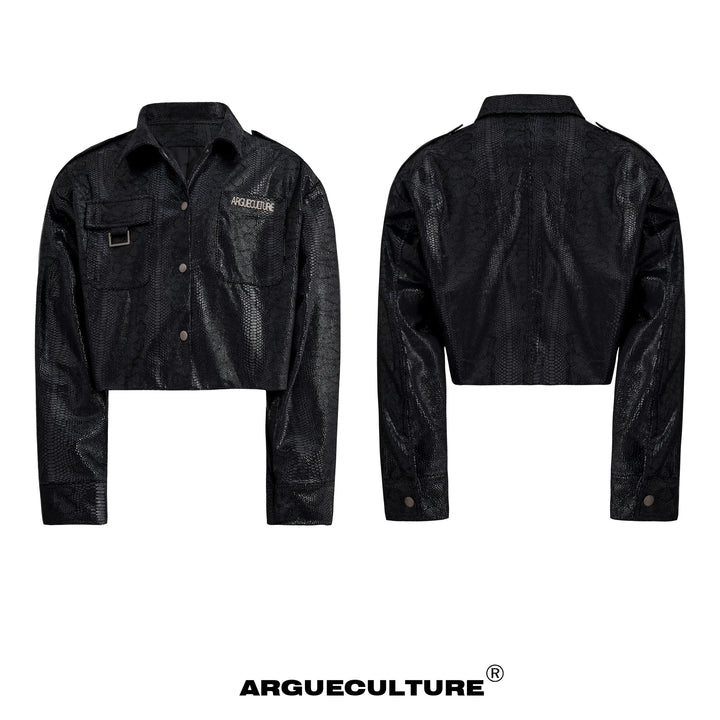 Liquid Texture Crocodile-Pattern Glossy Jacket – High-Fashion Streetwear - ArgueCulture