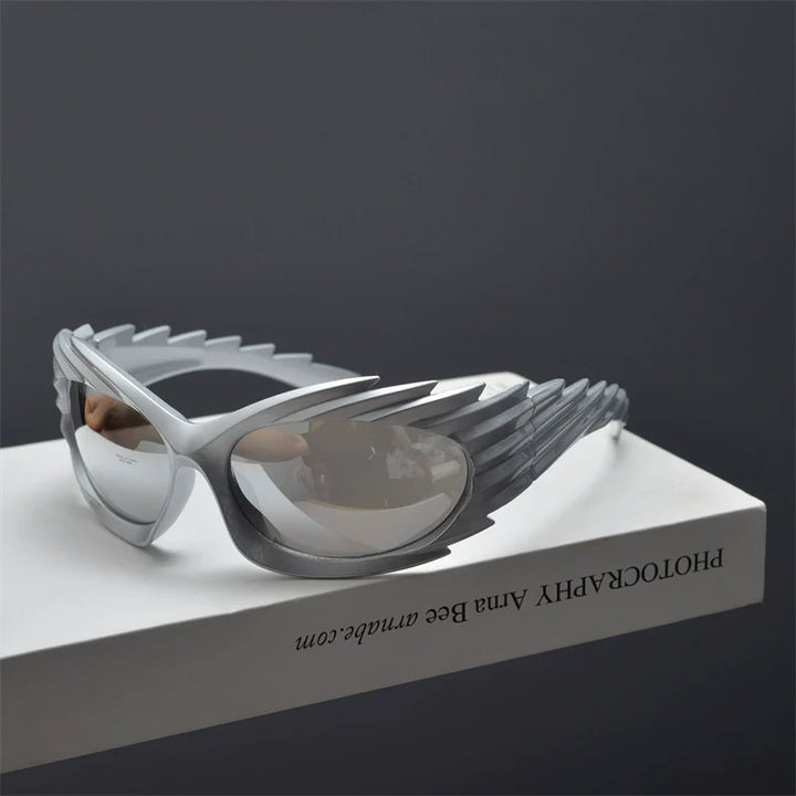 Exaggerated Retro Punk Winged Sunglasses - ArgueCulture