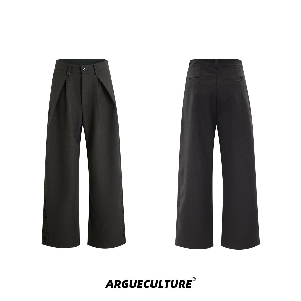 Embroidered Pleated Wide-Leg Trousers - product image 5