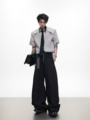 Rhinestone Collar Striped Shirt - product image 4
