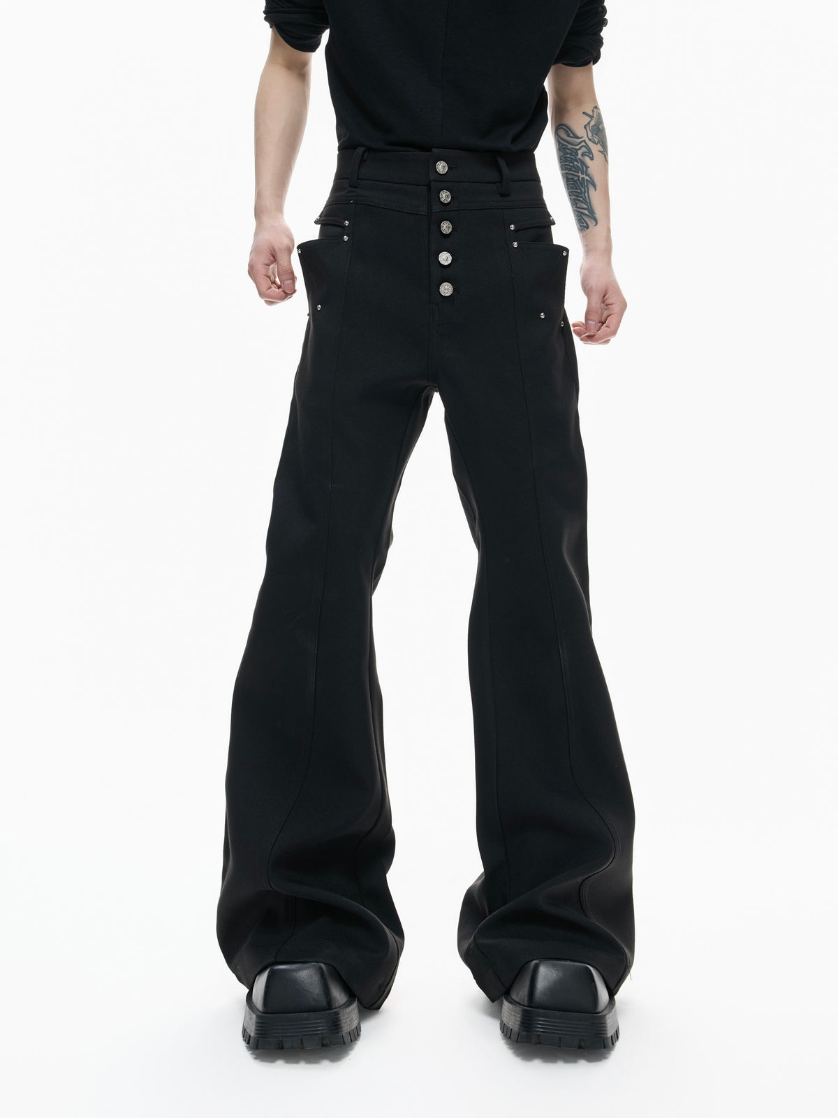 Metal Detail High-Rise Straight Trousers - product image 1