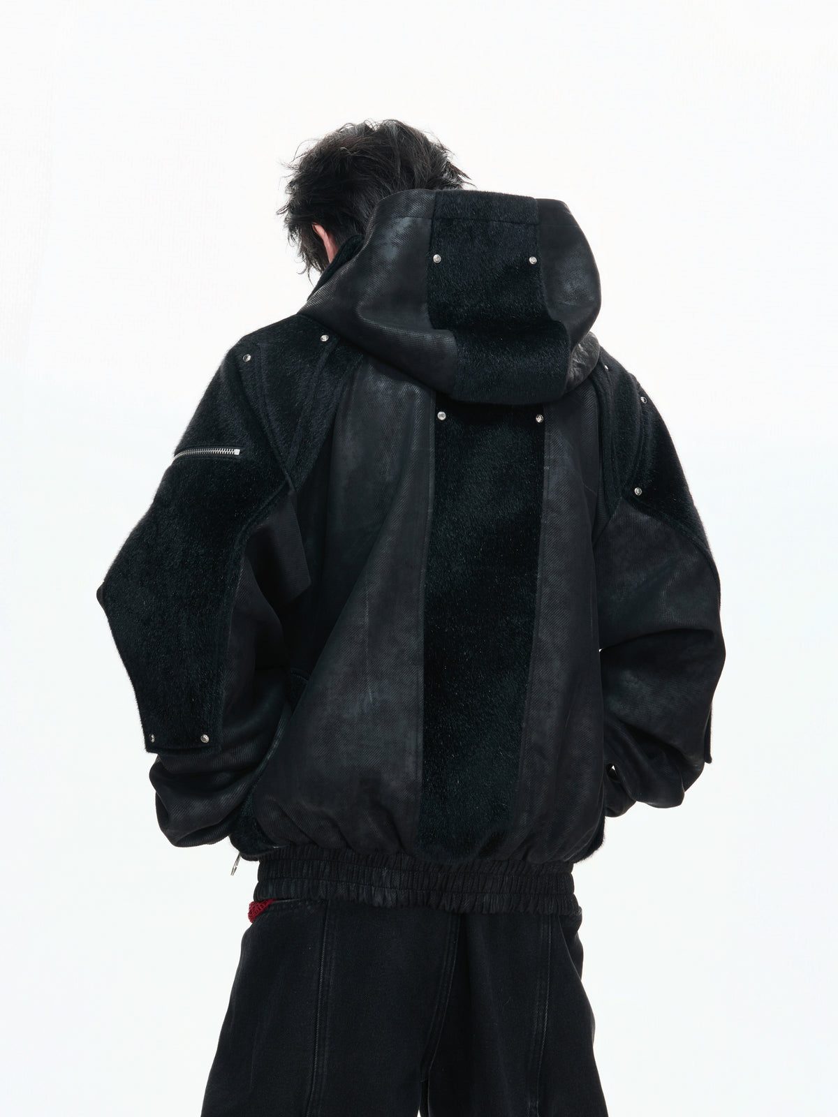 Hooded Deconstructed Faux Leather Jacket - product image 3