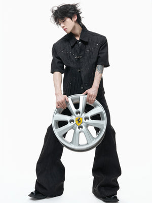 Raw Denim Lapel Jacket and Jeans Set - product image 4