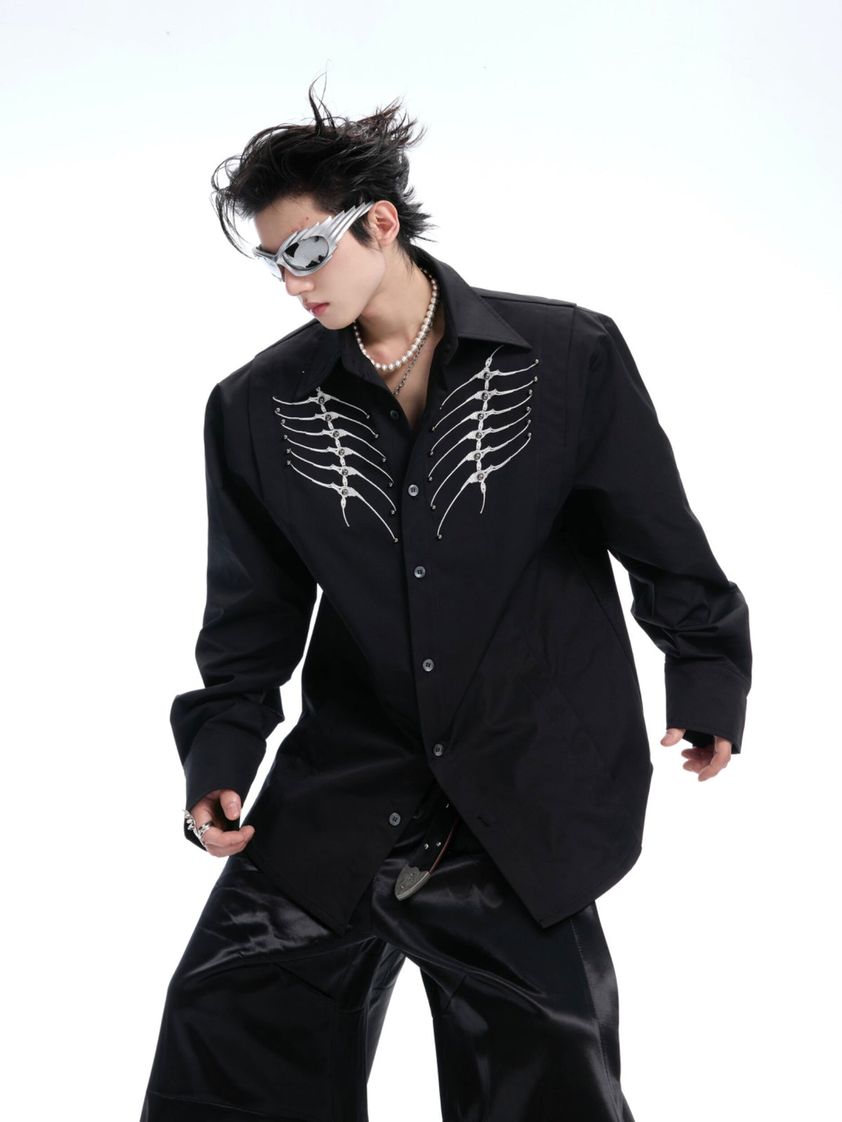 Embroidered Bone Motif Shirt - product image 5