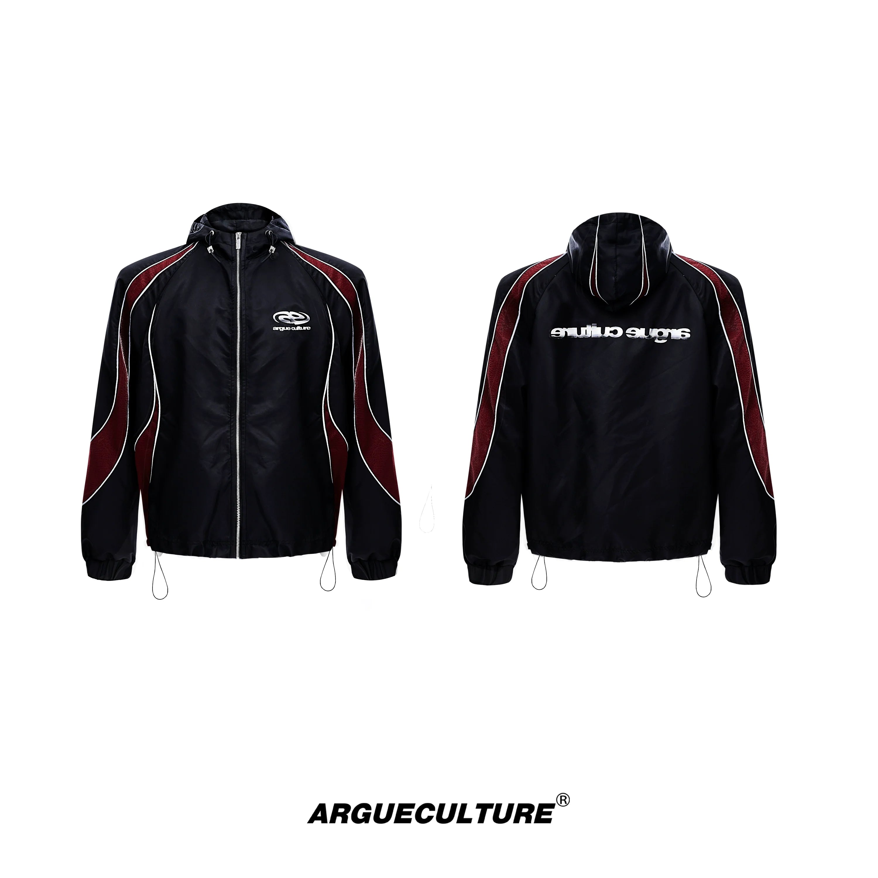 Reflective Tracksuit with Faux Leather Panels ¡§C Futuristic Contrast Hoodie Set - ArgueCulture