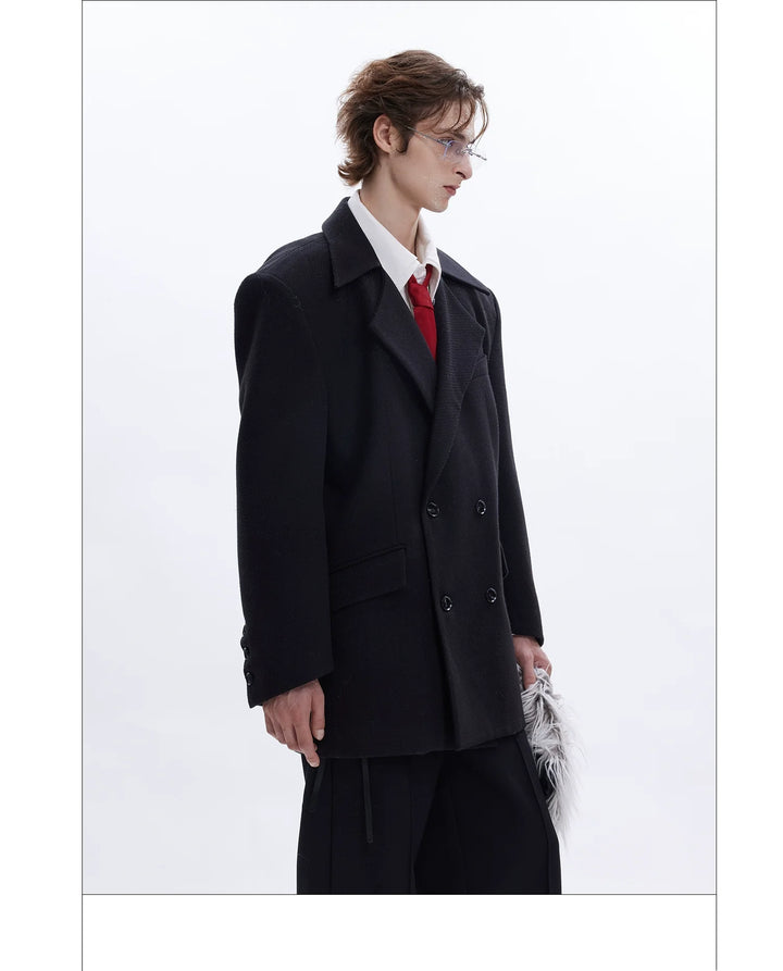 Detachable Fur Collar Double-Breasted Suit Jacket for Men - ArgueCulture