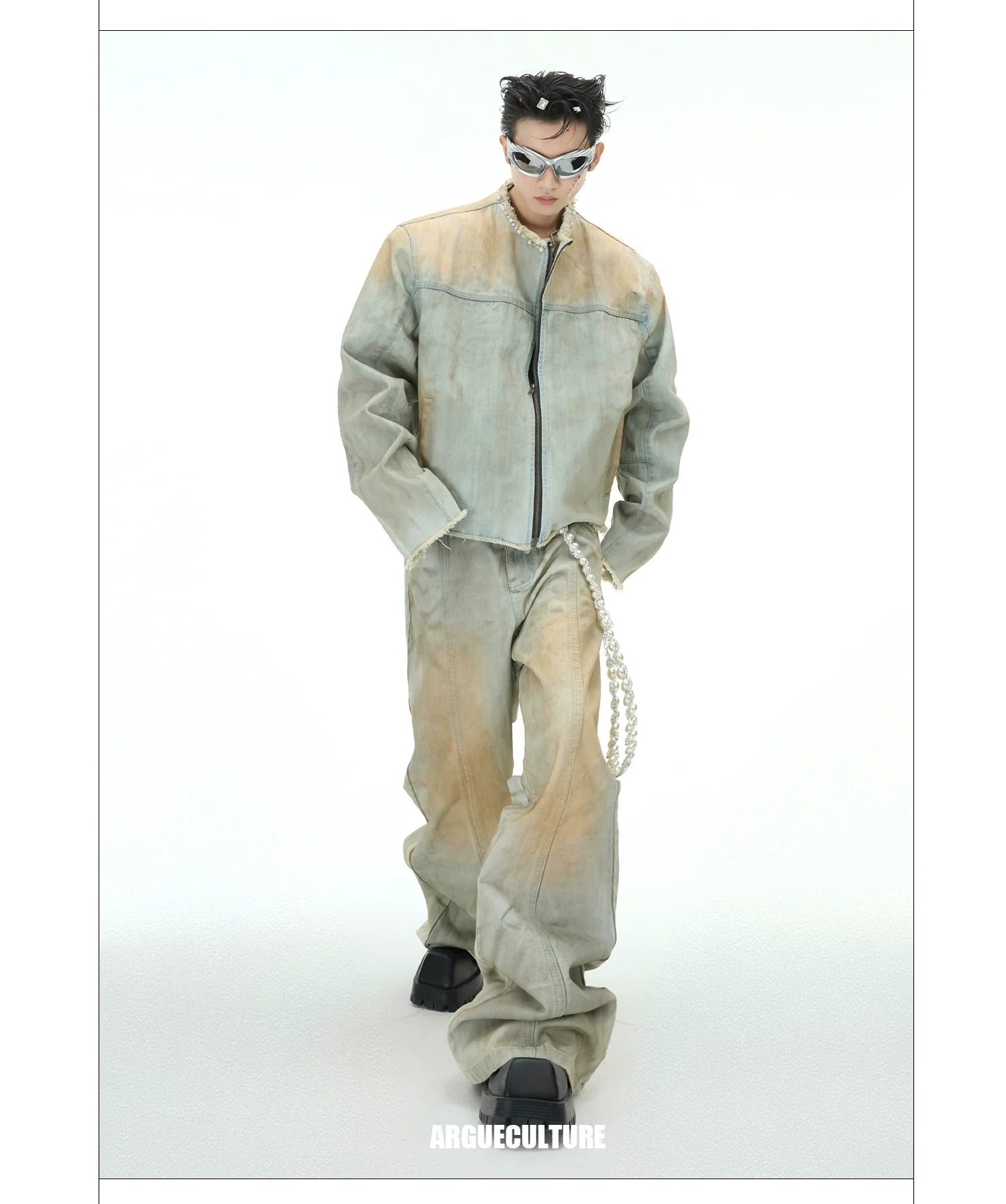 Vintage Pearl-Embellished Flared Denim Jeans ¡§C Streetwear Fashion - ArgueCulture