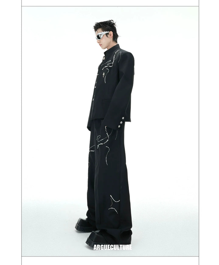 Chinese New Year Snake Pattern Blazer & Wide-Leg Pants – Luxury Streetwear - ArgueCulture