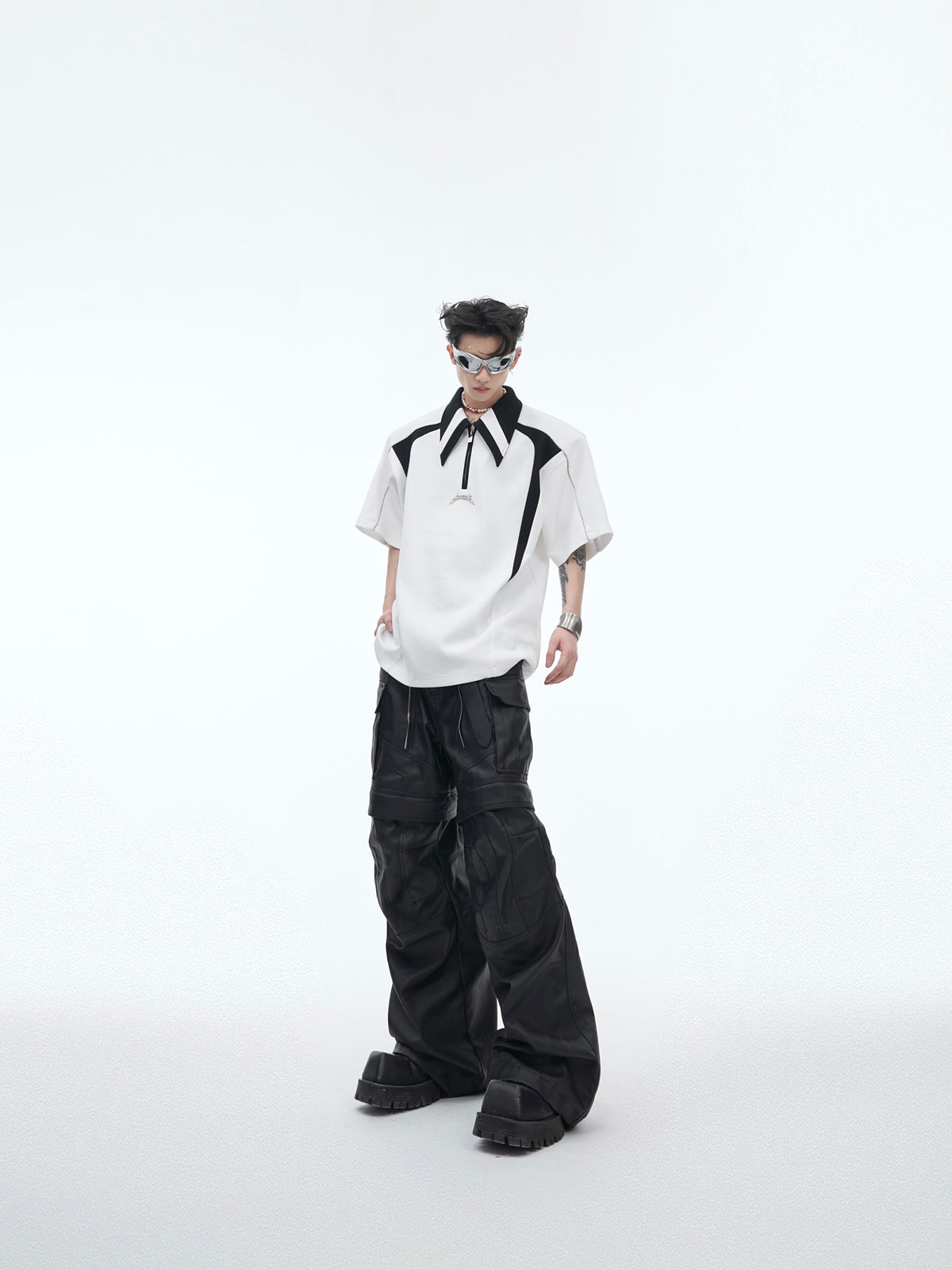 Color-Blocked Deconstructed Polo Tee - product image 5