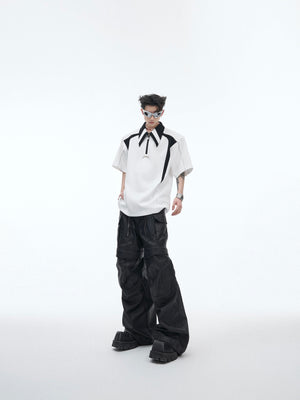 Color-Blocked Deconstructed Polo Tee - product image 5