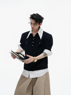 Color-Blocked Faux-Layer Knit Sweater - product image 2