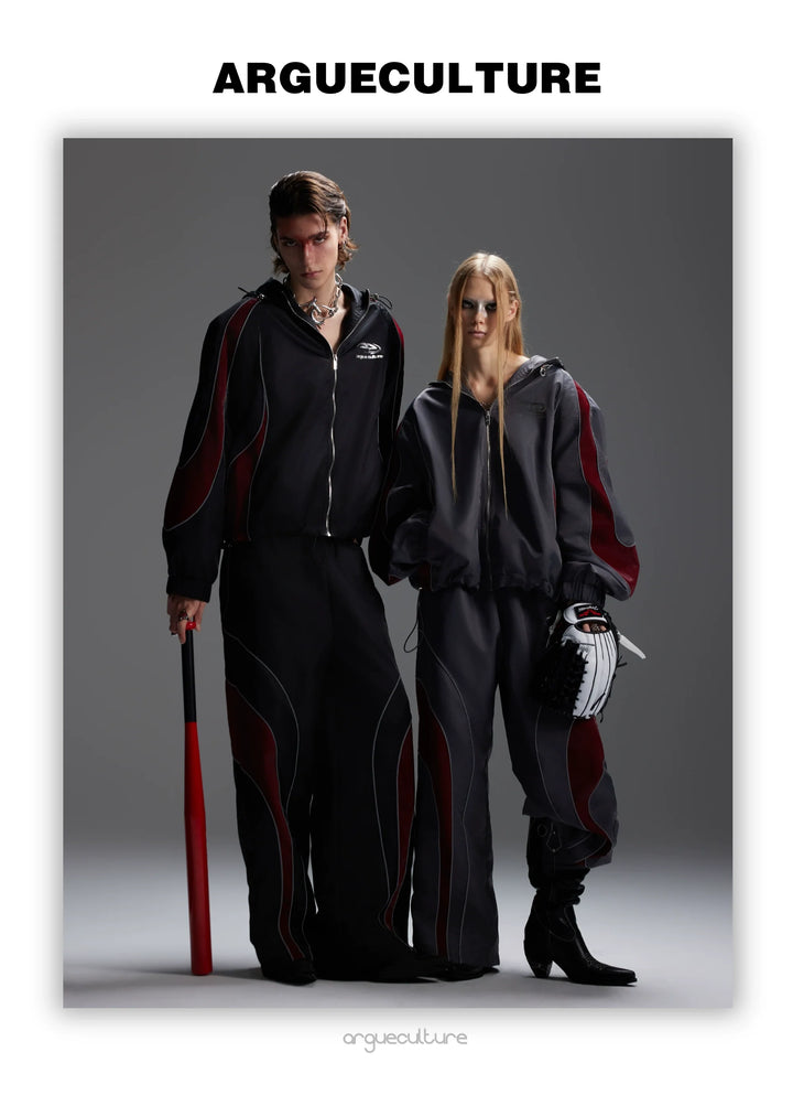 Reflective Tracksuit with Faux Leather Panels ¨C Futuristic Contrast Hoodie Set - ArgueCulture