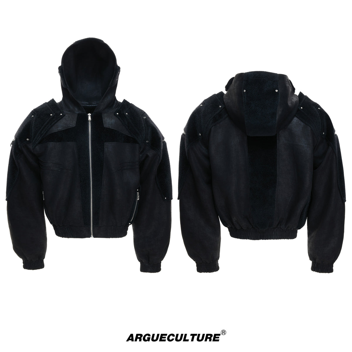 Hooded Deconstructed Faux Leather Jacket - product image 5