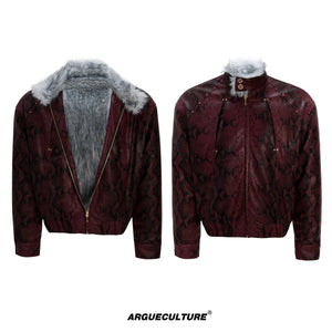 Oversized Faux Leather Fur-Collar Jacket - product image 5