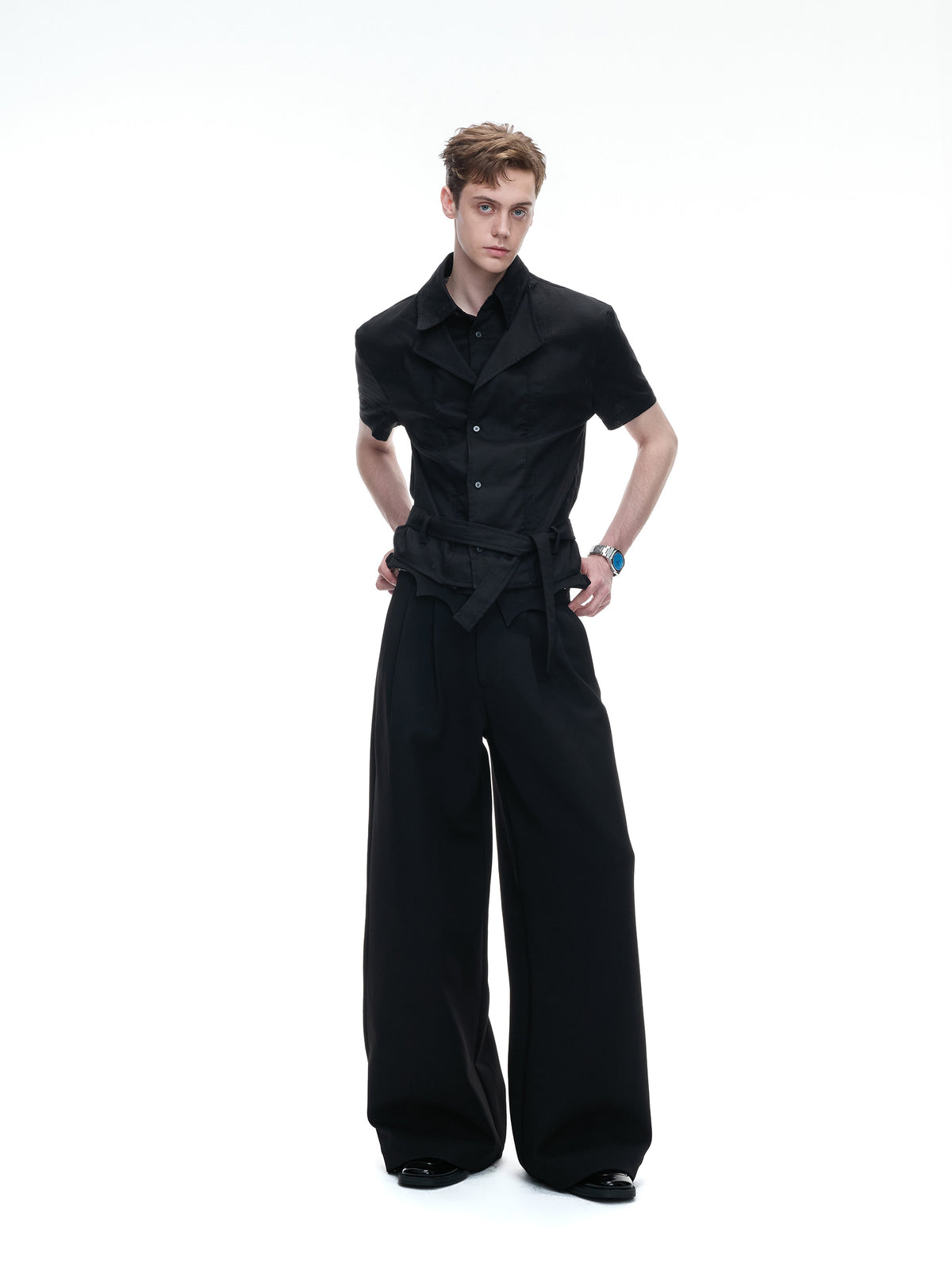 Embroidered Pleated Wide-Leg Trousers - product image 4