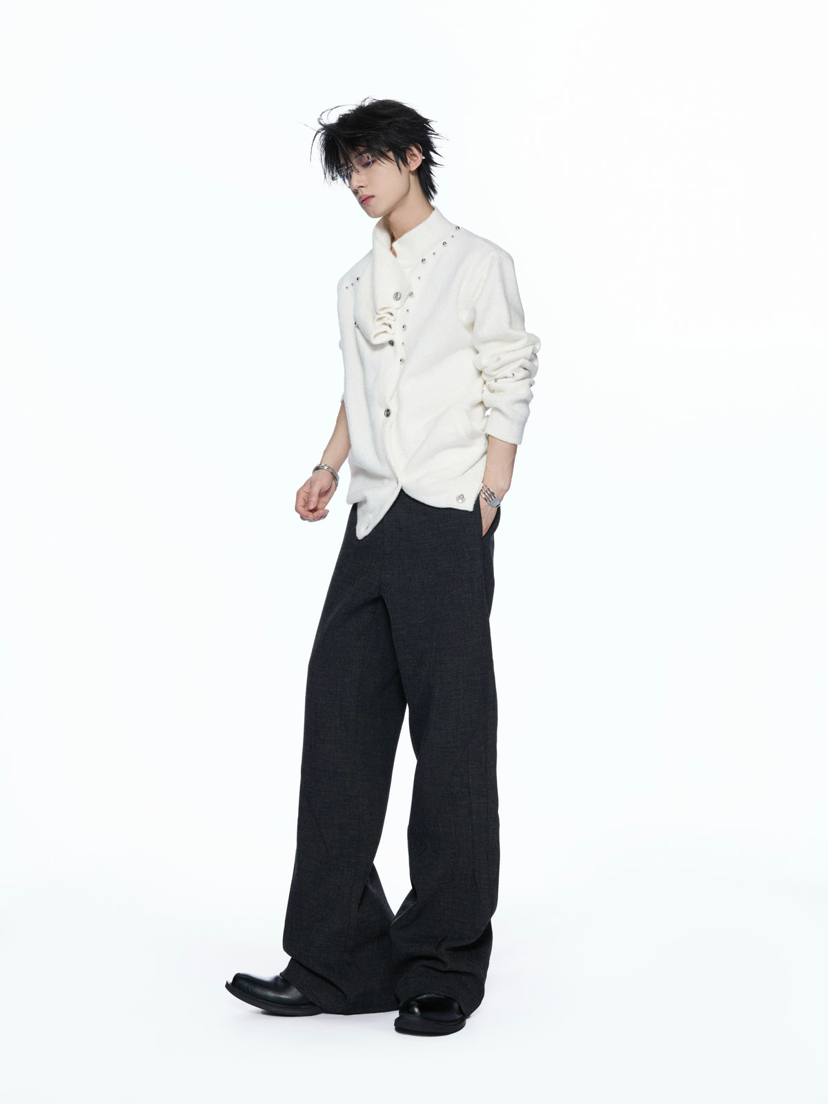 Asymmetric Studded Knit Sweater - product image 5