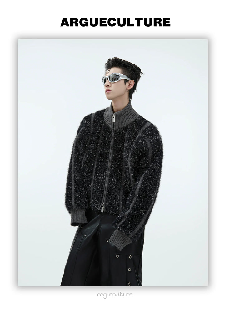 Luxurious Faux Fur Mink Knit Sweater with High Collar - ArgueCulture