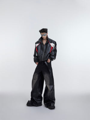 Washed Color-Block Deconstructed Jeans - product image 5