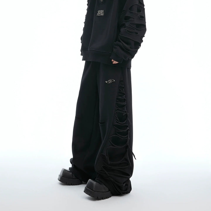 Asymmetrical Cut Fringe Trim Track Suit with Detachable Stand Collar - ArgueCulture