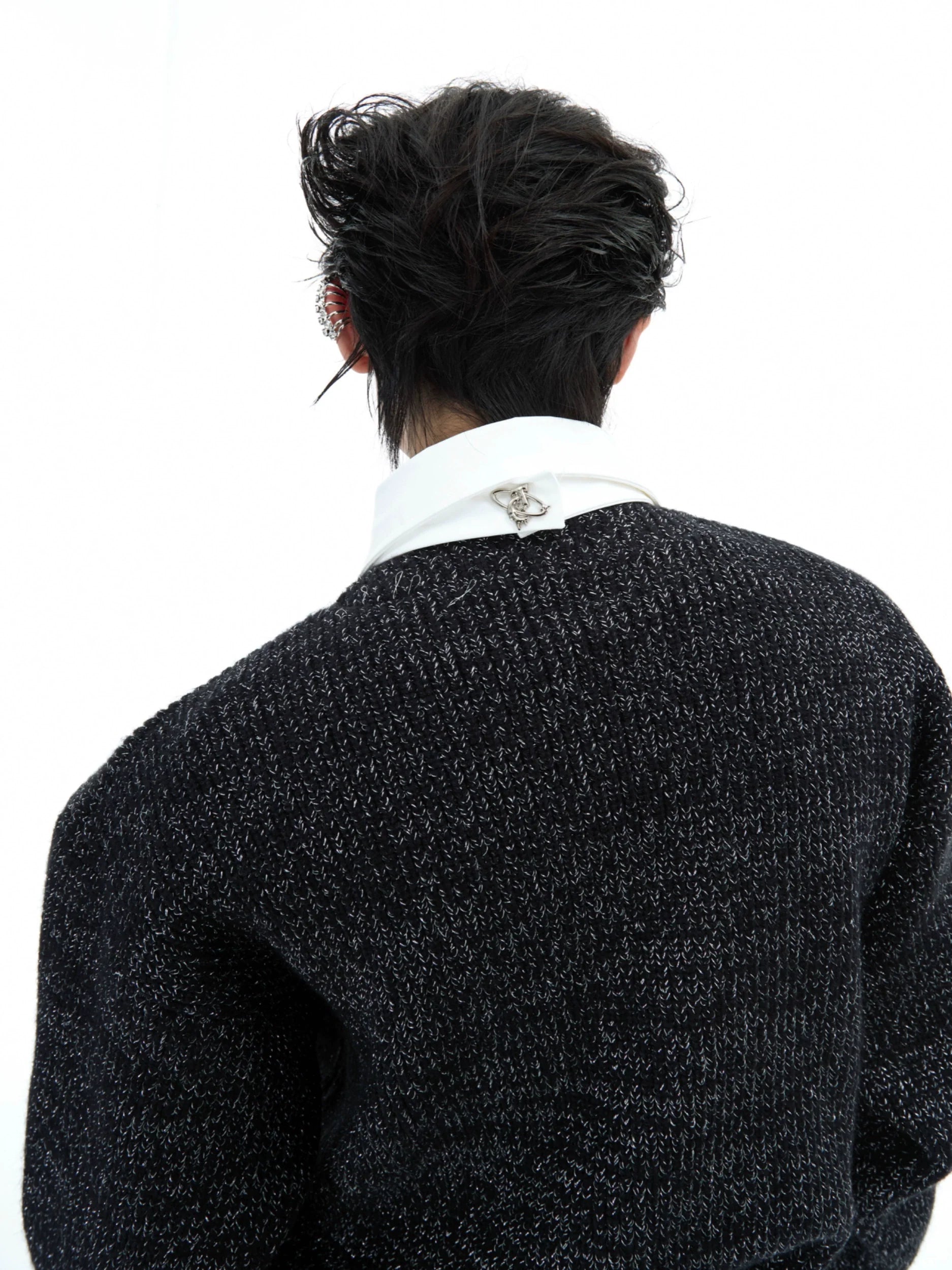 Two-Piece Style Sweater with Built-In Tie and Metal Logo - ArgueCulture